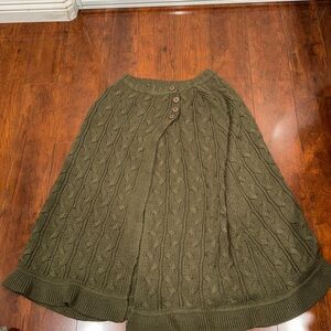 JL Studio Olive green cableknit poncho cape